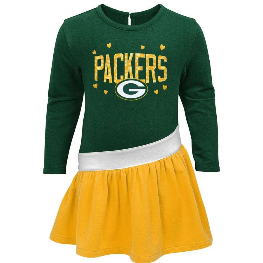 Kids * | Packers Toddler Heart To Heart Dress Green & Gold