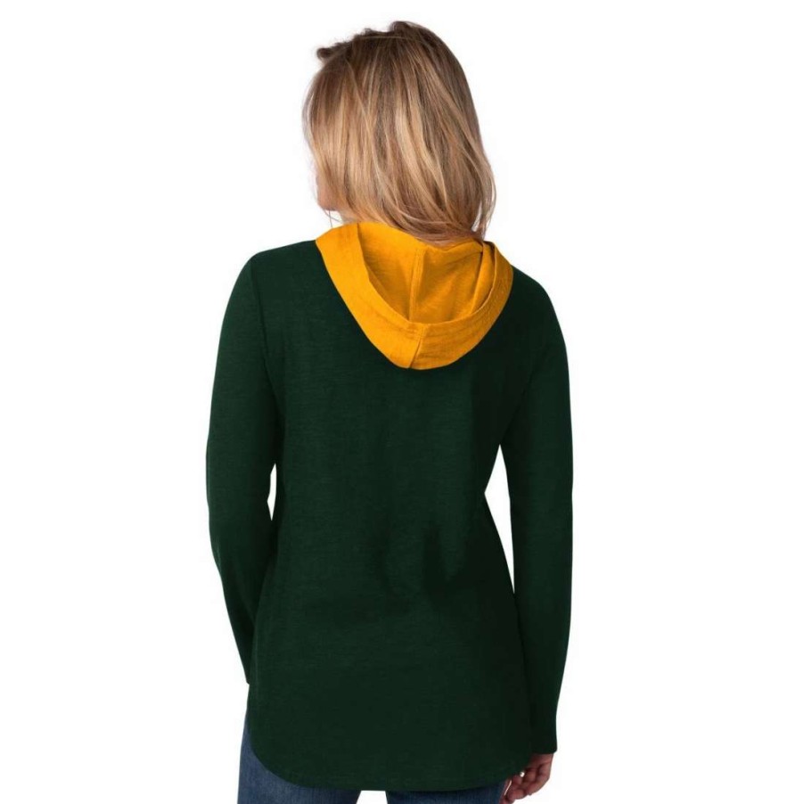 Womens * | Packers Women'S Passing Play Hooded T-Shirt Green & Gold