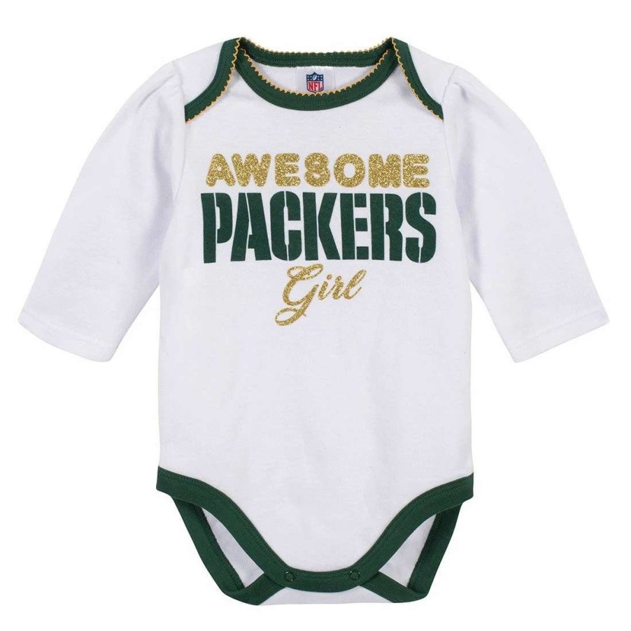 Kids * | Packers Infant Gerber Bow 3-Piece Bodysuit Set White & Green