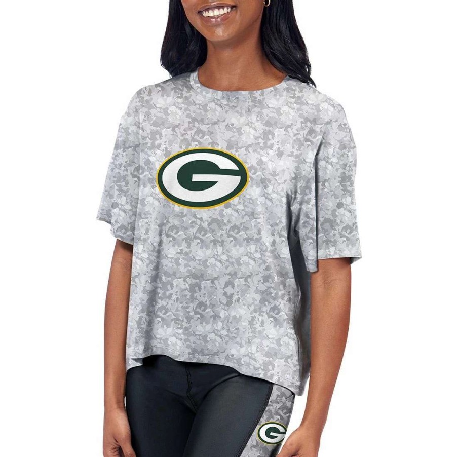 Womens * | Packers Womens Turnout Cropped T-Shirt Charcoal Gray