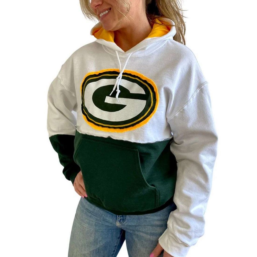 Womens * | Packers Womens Refried Hoodie White & Green