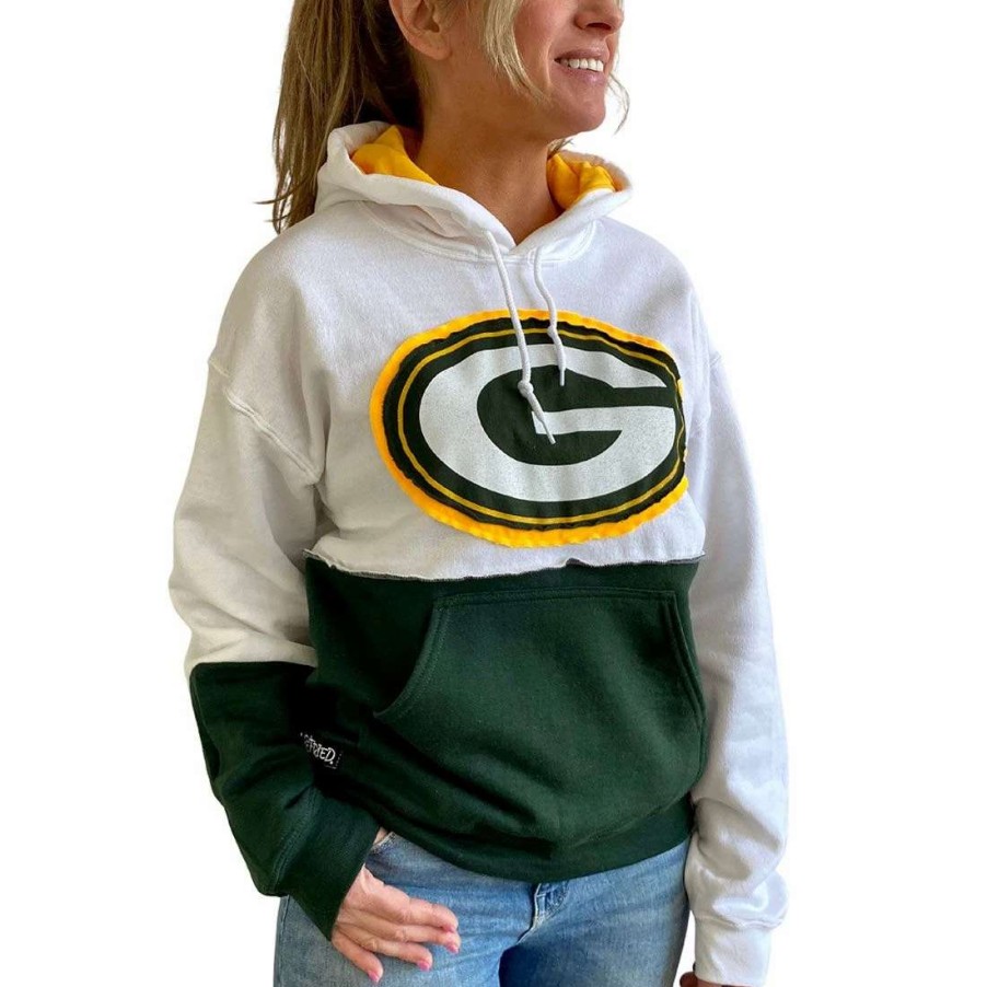 Womens * | Packers Womens Refried Hoodie White & Green