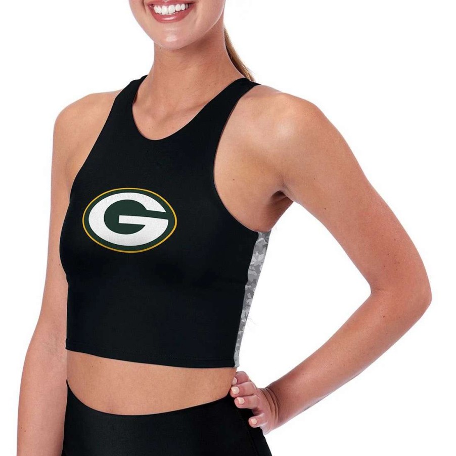 Womens * | Packers Womens Crosstown Midi Sports Bra Black & Gray