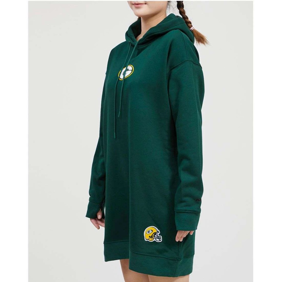 Womens * | Packers Womens Classic Hoodie Dress Green