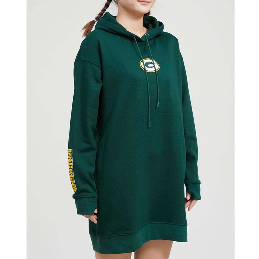 Womens * | Packers Womens Classic Hoodie Dress Green