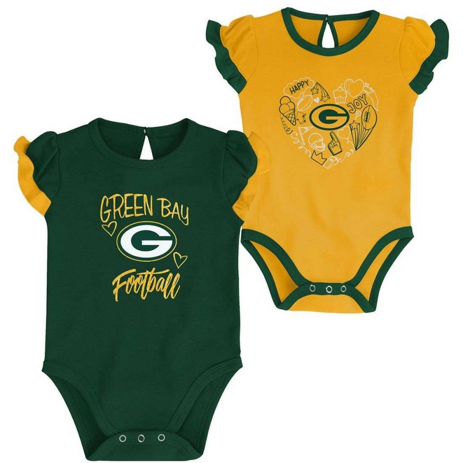 Kids * | Packers Infant Too Much Love Bodysuit Set Green & Gold