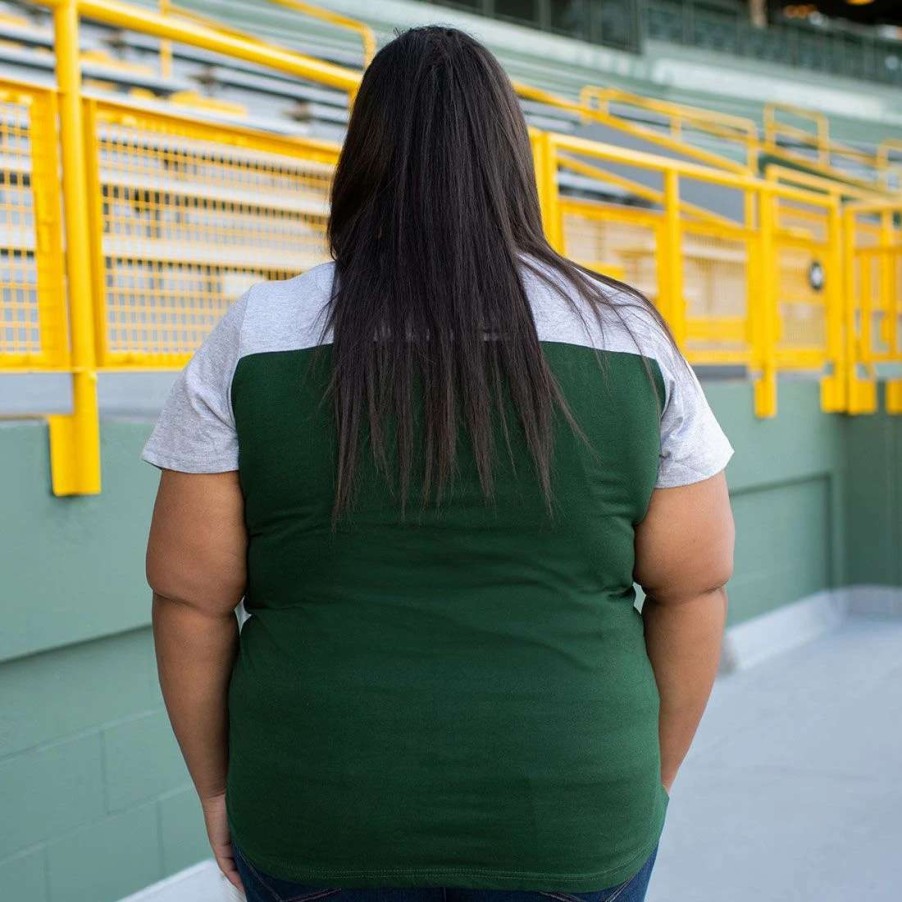 Womens * | Packers Womens Plus Size Close Quarters T-Shirt Green & Gray