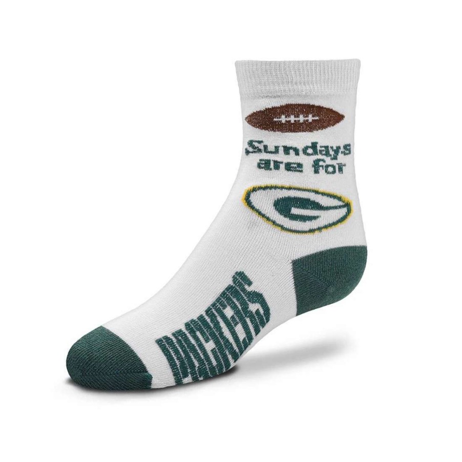 Kids * | Packers Kids Sunday Crew Sock Green & White