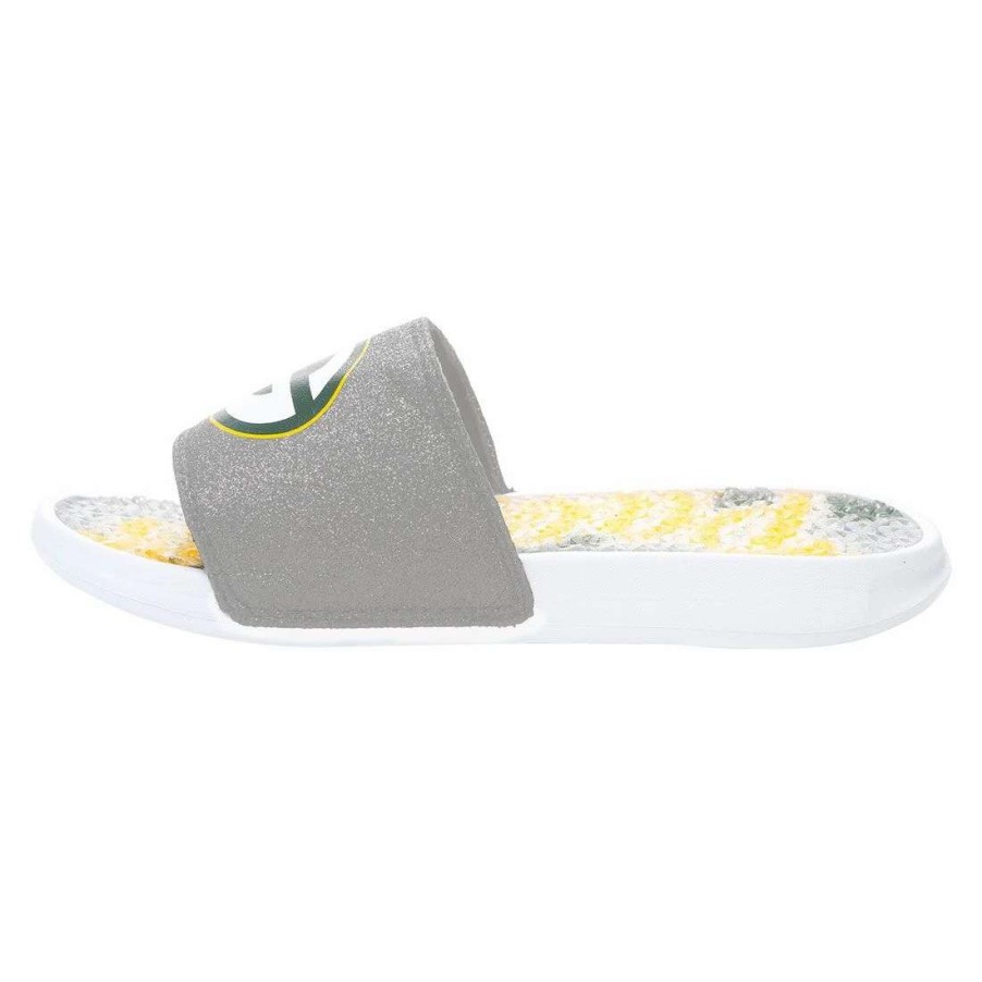 Womens * | Packers Womens Glitter Gel Slide White & Gray