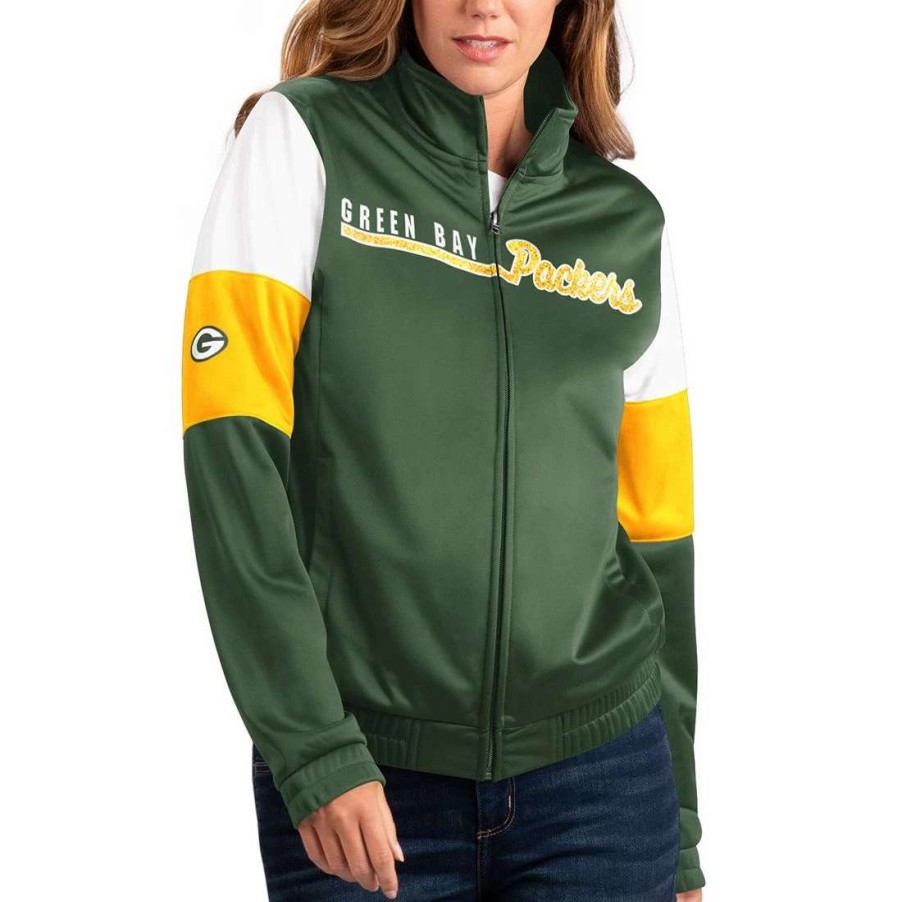 Womens * | Packers Womens Change Up Track Jacket Green & Gold