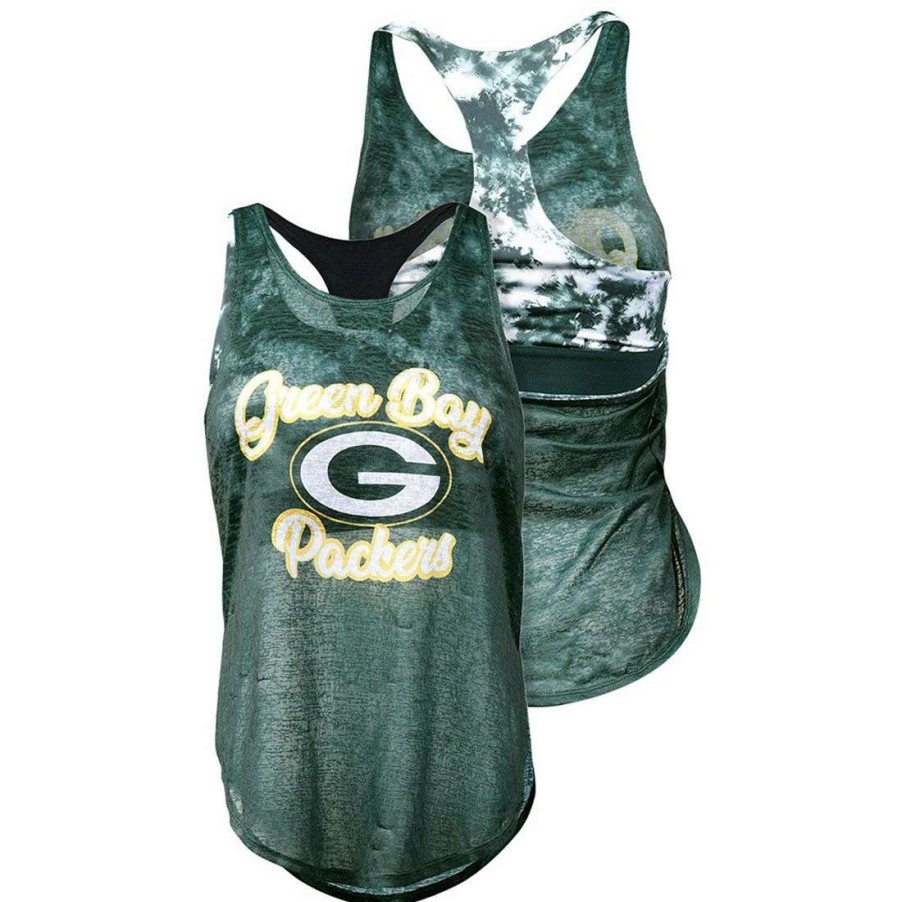 Womens * | Packers Womens Tie-Dye Sports Bra Tank Top Green