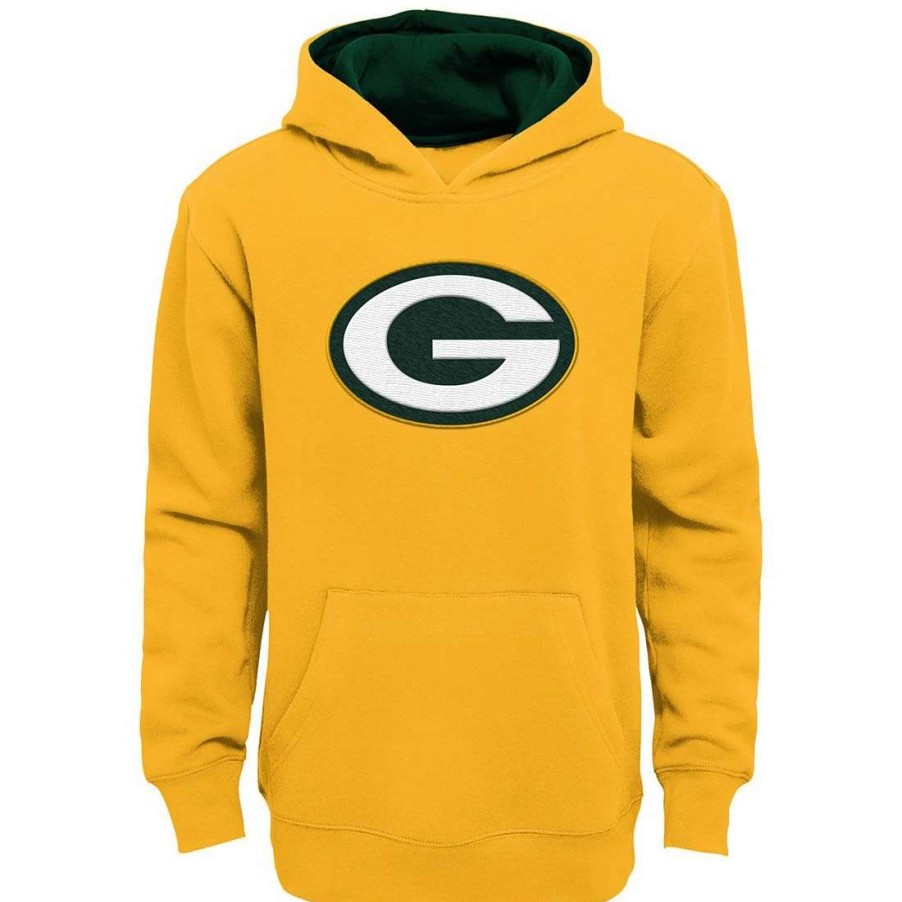 Kids * | Packers Youth Prime Pullover Hoodie Gold