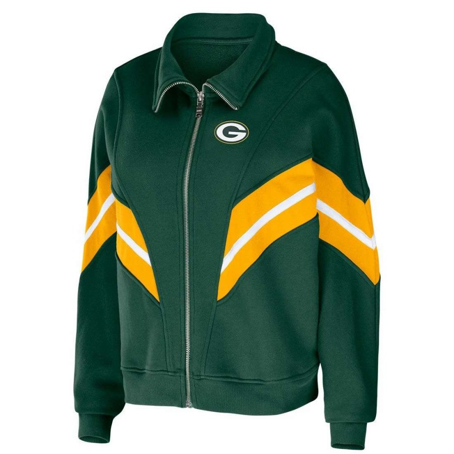 Womens * | Packers Womens Erin Andrews Plus Size Sweatshirt Green & Gold