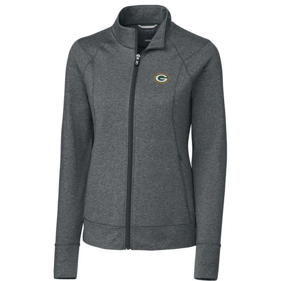 Womens * | Packers Womens Cutter & Buck G Shoreline Jacket Charcoal Heath