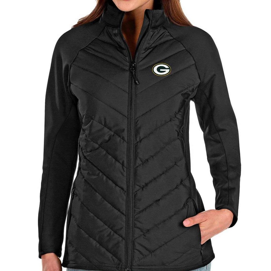 Womens * | Packers Womens Antigua Altitude Full Zip Jacket Black