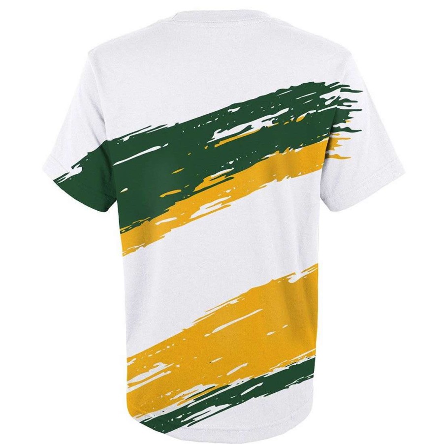 Kids * | Packers Youth Paintbrush T-Shirt Green & Gold