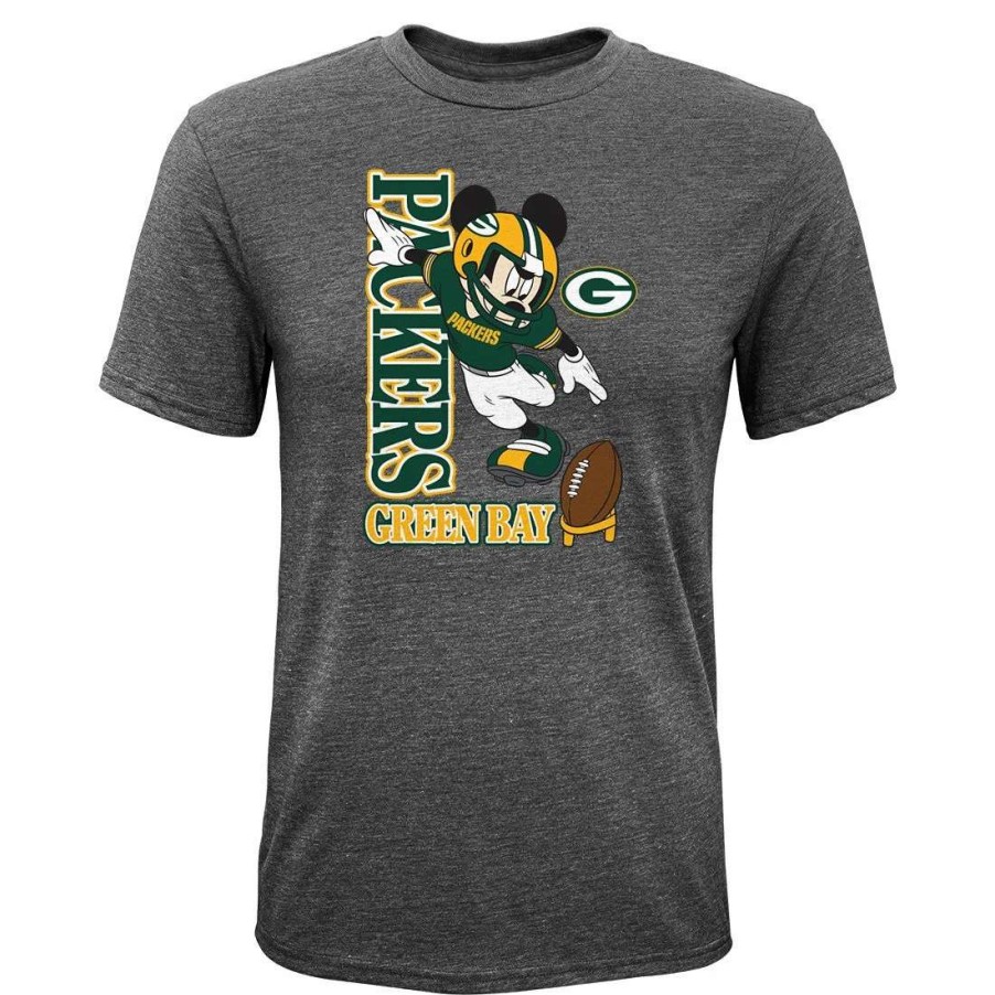 Kids * | Packers Youth Kickoff Mickey Mouse T-Shirt Heather Gray