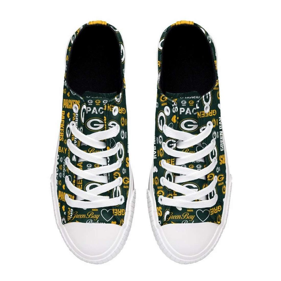 Womens * | Packers Womens Logo Love Low Top Canvas Sneaker Green