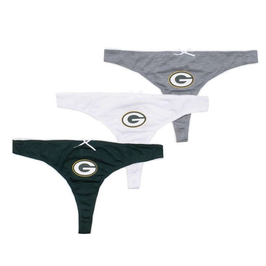 Womens * | Packers Womens 3-Pack Badge Thong Set Green & White