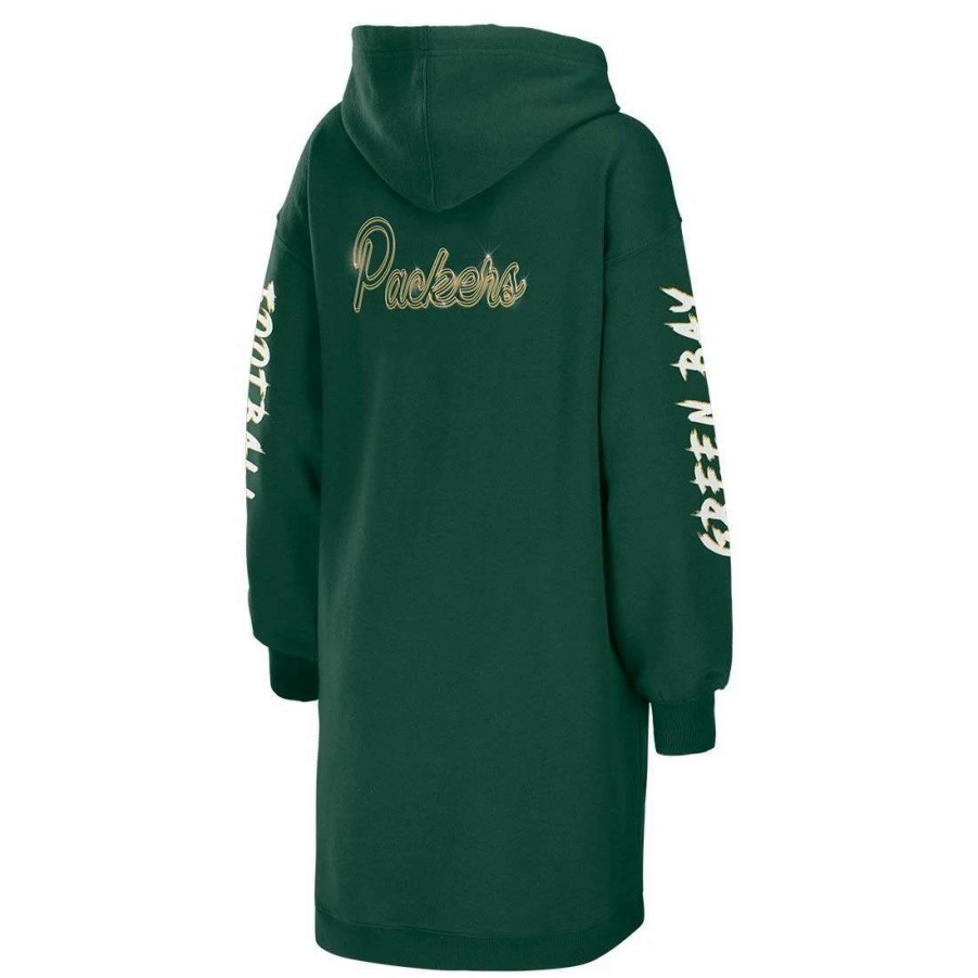 Womens * | Packers Womens Erin Andrews Hoodie Dress Green