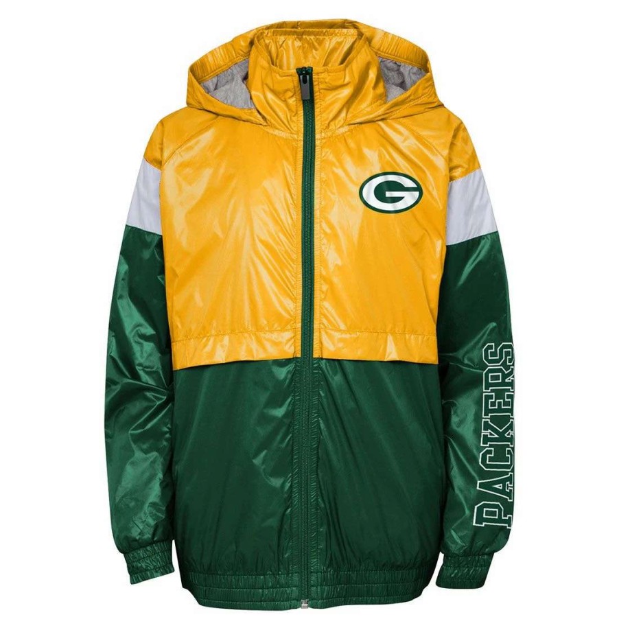 Kids * | Packers Pre-School Goal Line Windbreaker Jacket Green & Gold