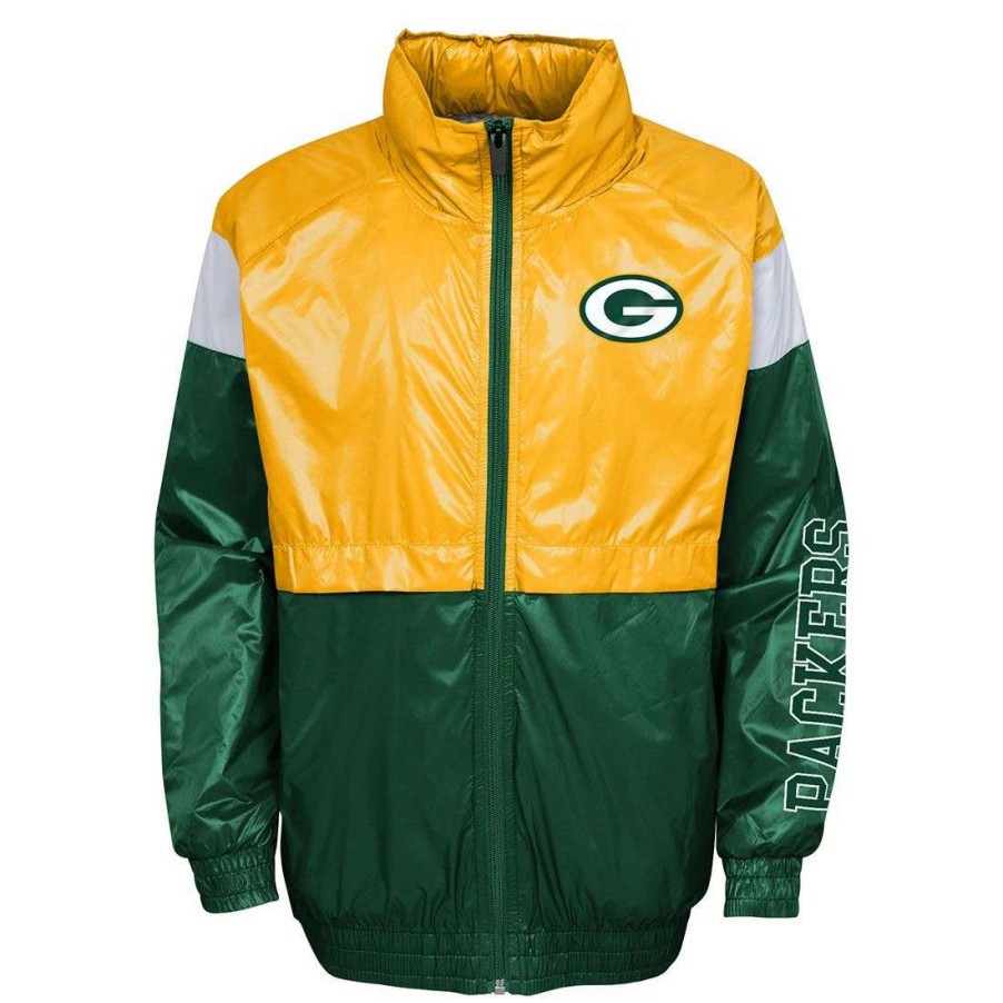 Kids * | Packers Pre-School Goal Line Windbreaker Jacket Green & Gold