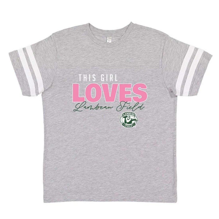 Kids * | Lambeau Field Toddler This Girl Loves T-Shirt Heather Gray