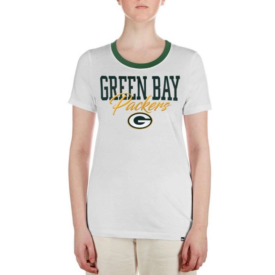 Womens * | Packers Womens New Era Ringer T-Shirt White