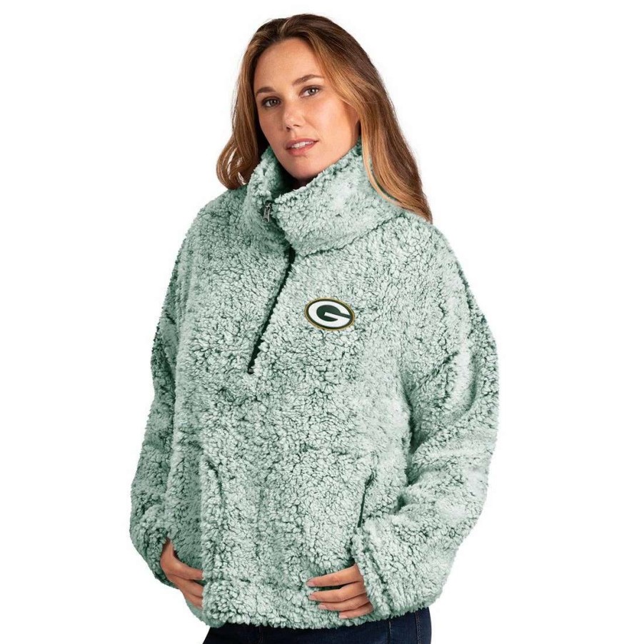 Womens * | Packers Womens Last Score 1/2 Zip Sherpa Jacket Green