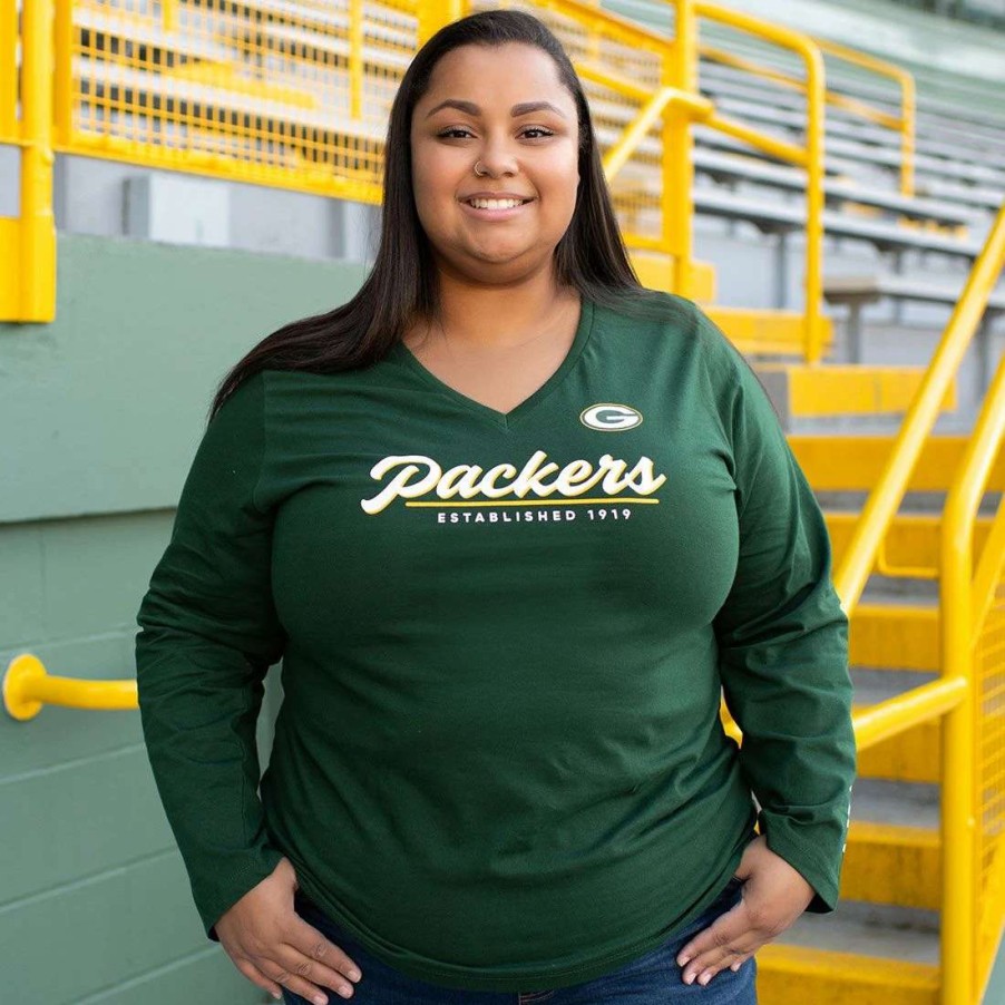 Womens * | Packers Womens Plus Size Drive Forward T-Shirt Green