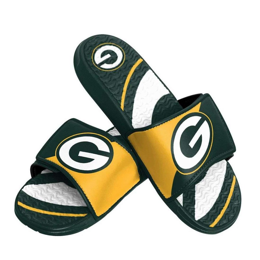 Kids * | Packers Youth Logo Gel Slide Green & Gold