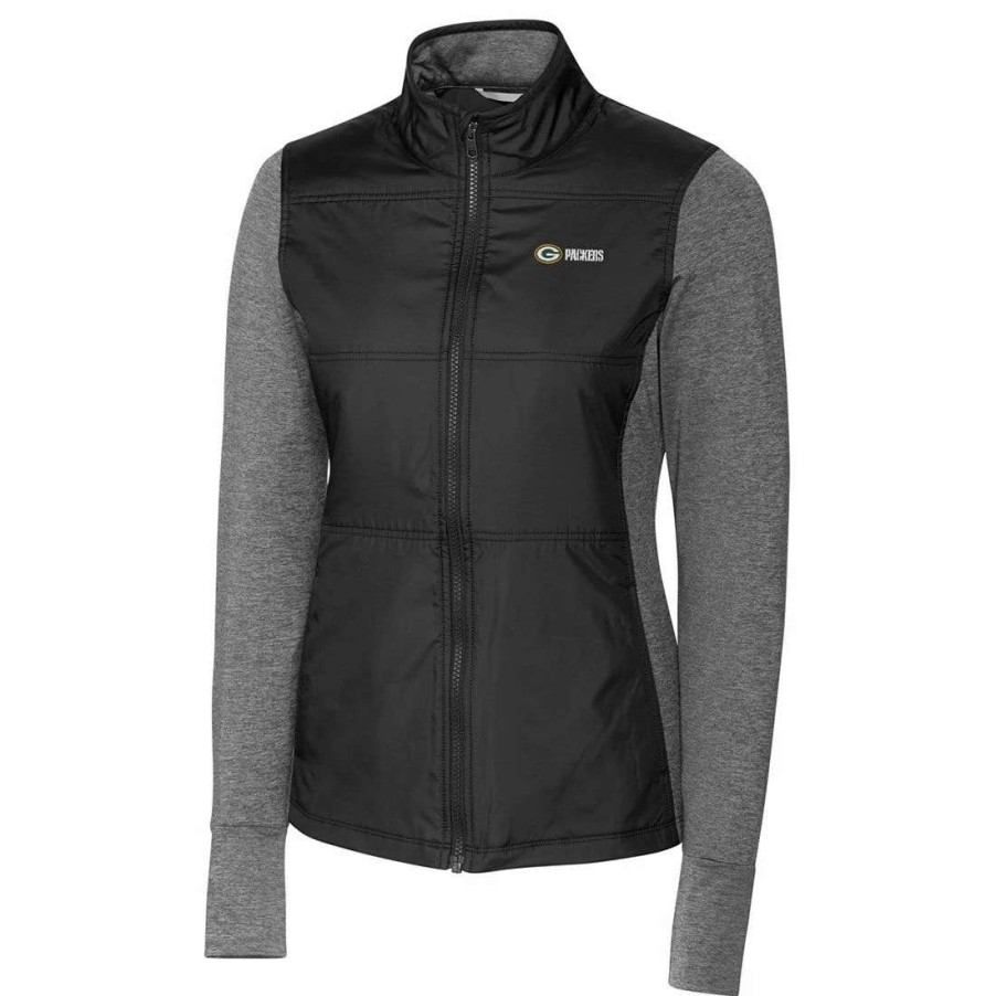 Womens * | Packers Womens Cutter & Buck Full Zip Jacket Black