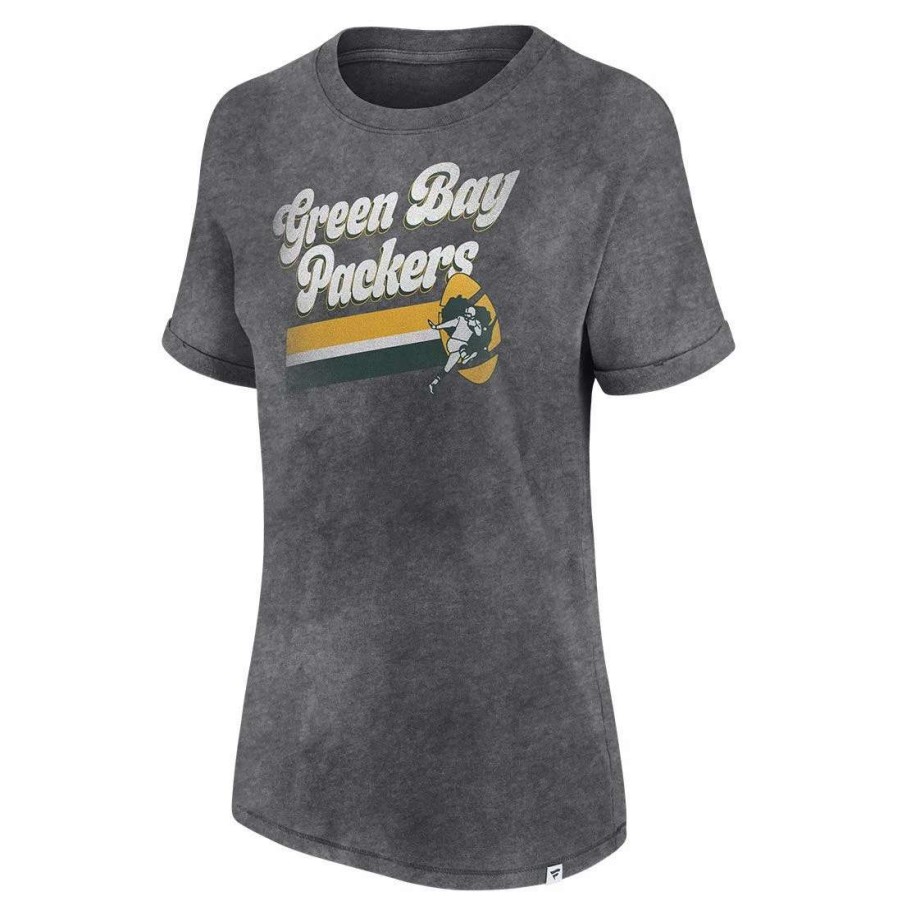 Womens * | Packers Womens Hit Heritage T-Shirt Charcoal Gray