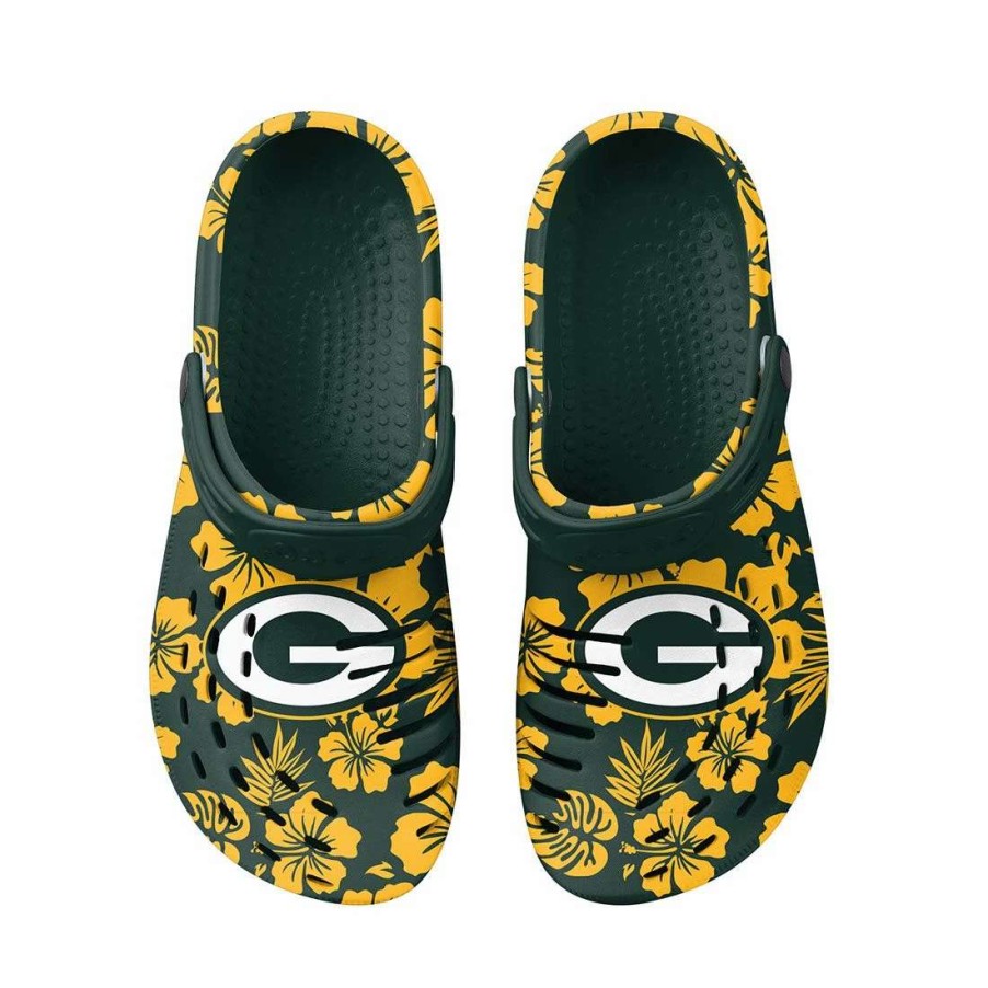 Womens * | Packers Womens Floral Clog Green & Gold