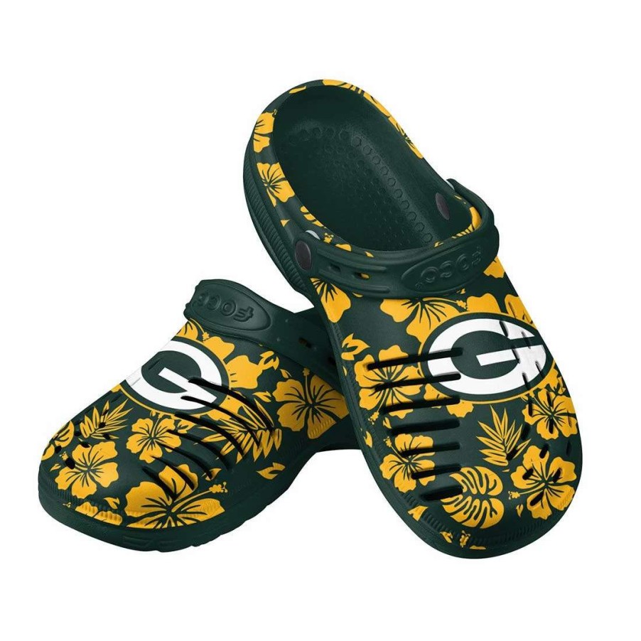 Womens * | Packers Womens Floral Clog Green & Gold