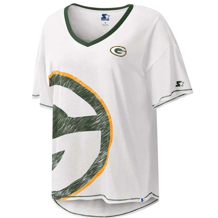 Womens * | Packers Womens Starter Perfect Game T-Shirt White