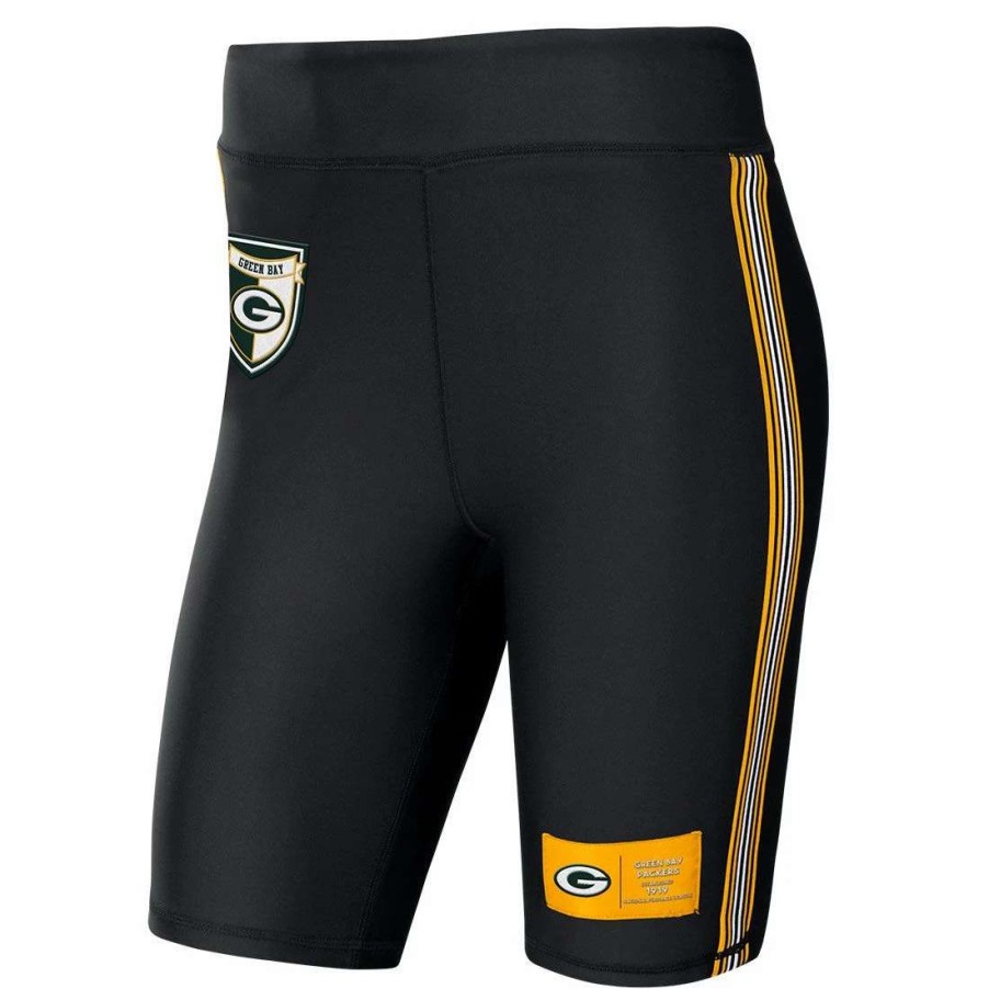 Womens * | Packers Womens Erin Andrews Bike Short Black