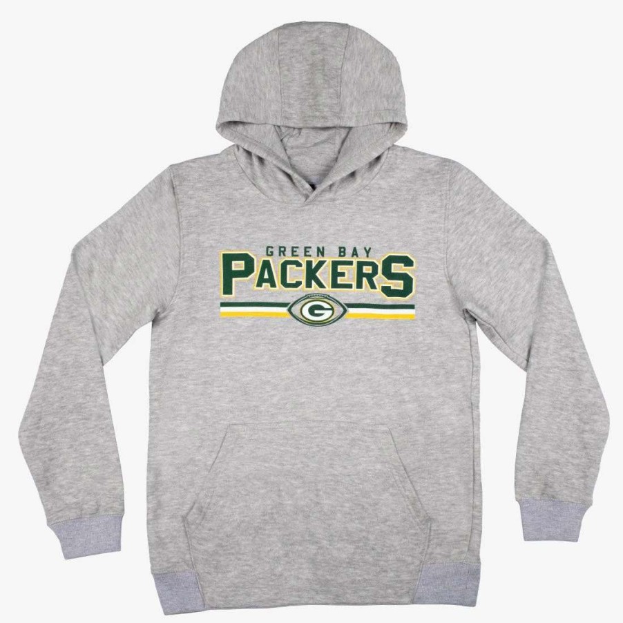 Kids * | Packers Youth Custom Headliner Po Hoodie Heather Gray