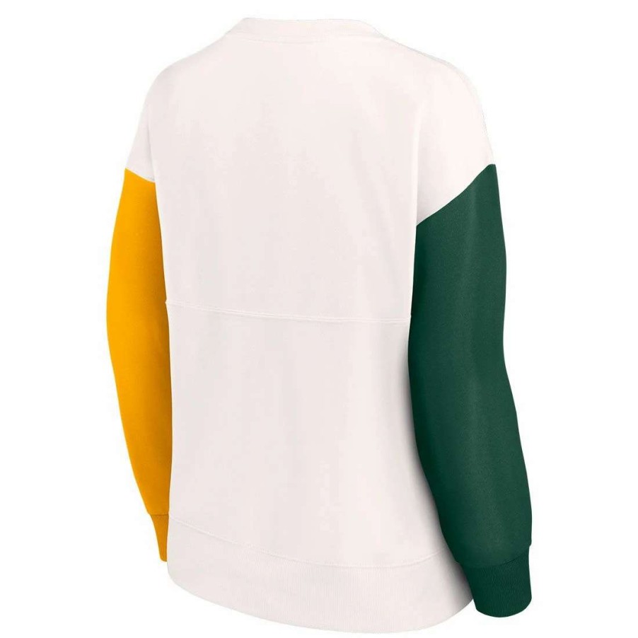 Womens * | Packers Womens Color-Blocked Primary Logo Crew White