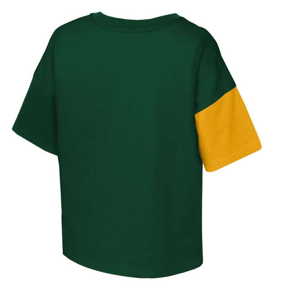 Womens * | Packers Juniors Power Up Cropped T-Shirt Green & Gold