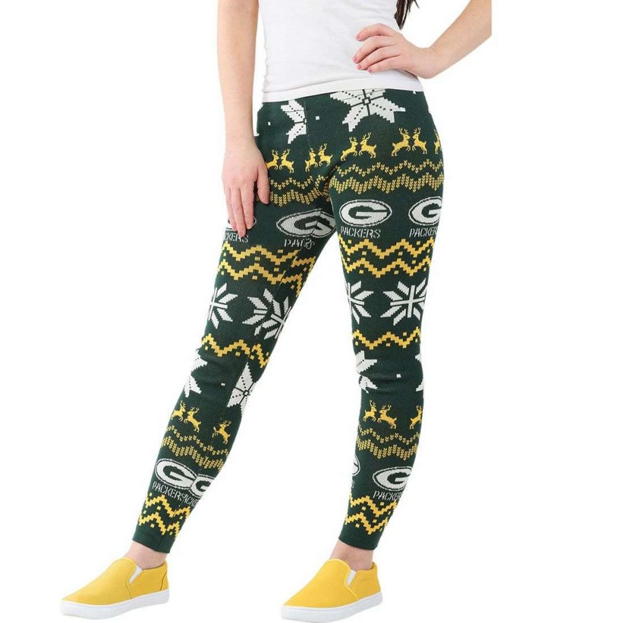 Womens * | Packers Womens Ugly Knit Legging Green & Gold