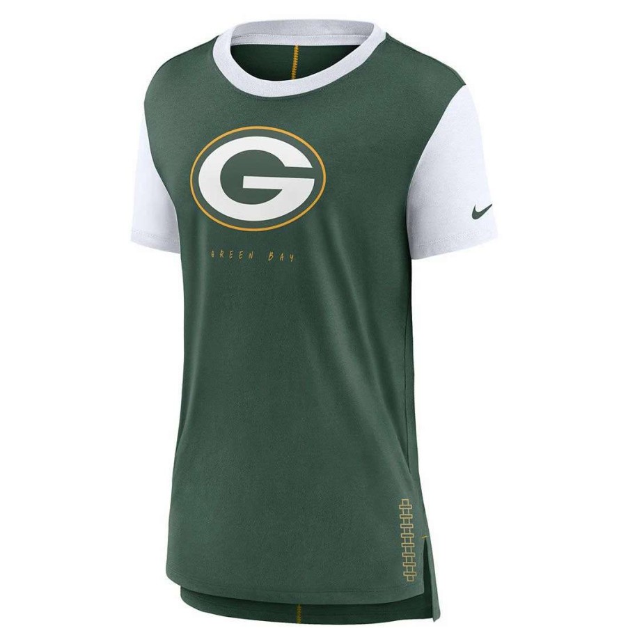 Womens * | Packers Womens Nike Tri-Blend Fashion T-Shirt Green & White